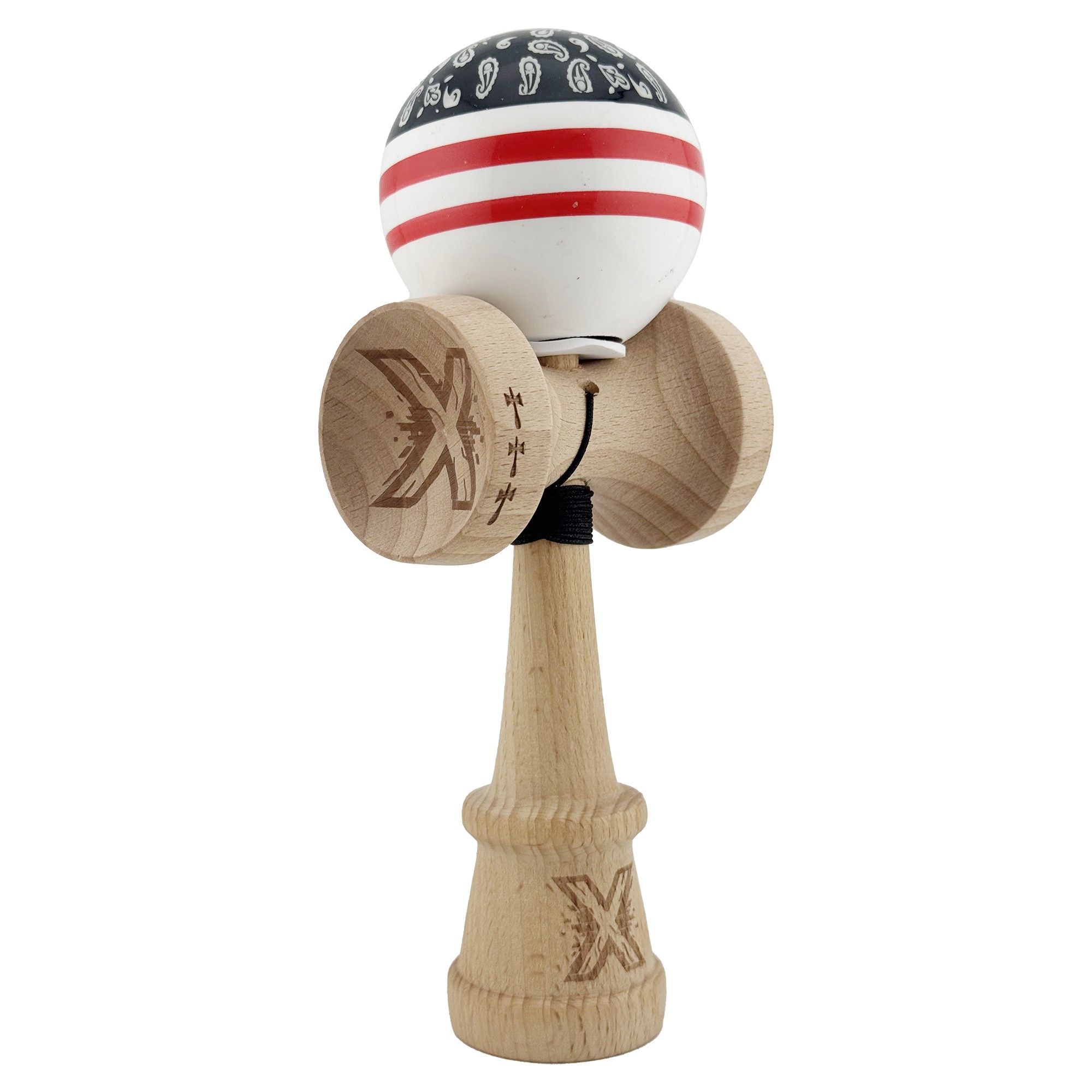 kendama-x-originala-chicanos-profesionala-flippy-cupe-mari-king-size-v3-super-sticky-gaura-in-baza-r-main-692b4b4a2fbfa Kendama X Originala CHICANOS, Profesionala, Flippy, Cupe Mari KING SIZE V3, Super Sticky, Gaura in Baza, Rulment Metalic, din lemn 18 cm, Ata 62/65 cm, Negru/Alb - Image 1
