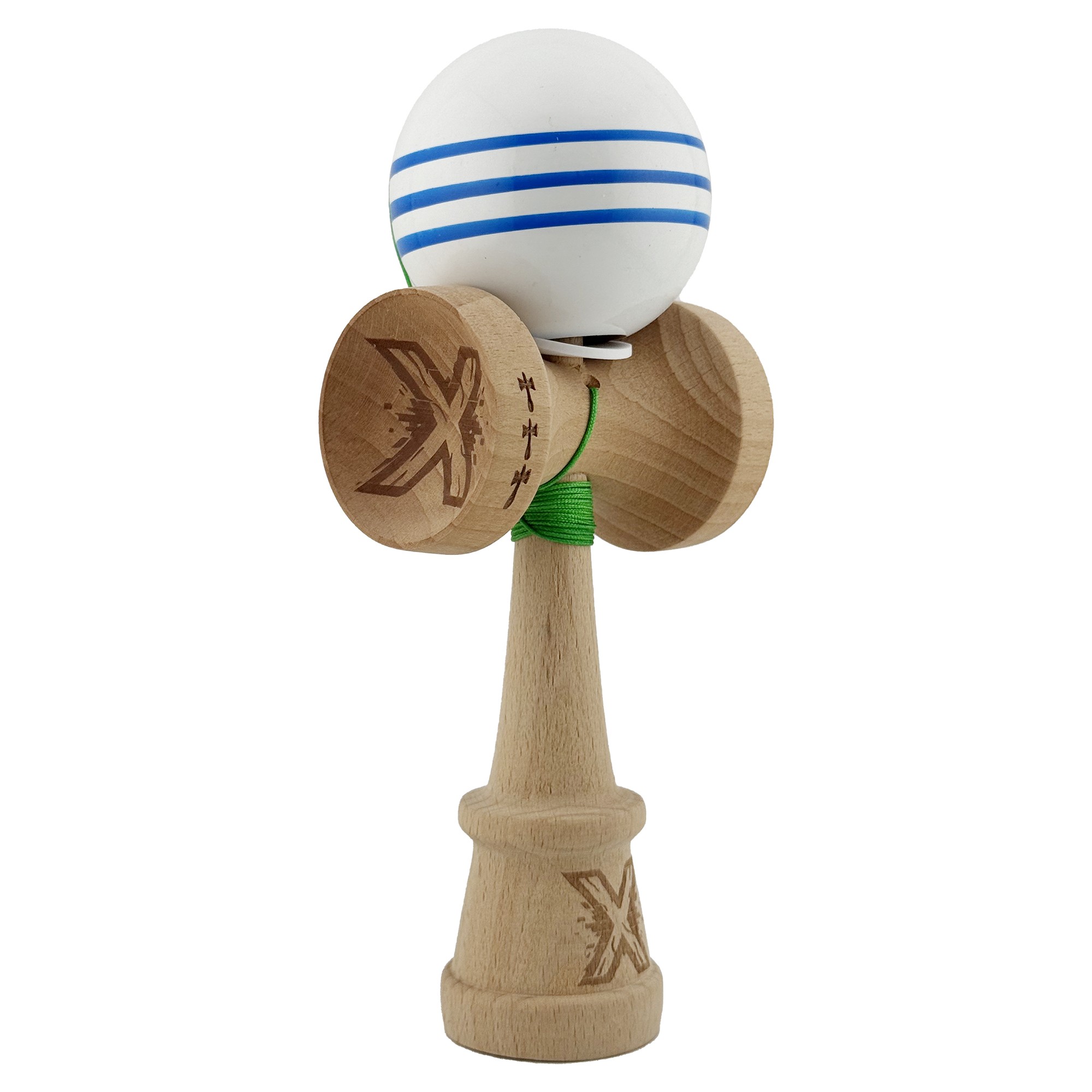 kendama-x-originala-profesionala-flippy-super-sticky-cu-cupe-mari-king-size-v3-gaura-in-baza-rulment-main-6953ee6755158 Kendama X Originala, Profesionala, Flippy, Super Sticky cu Cupe Mari KING SIZE V3, Gaura in Baza, Rulment Metalic, din lemn 18 cm, Ata 62/65 cm, Special Alb/Albastru - Image 1