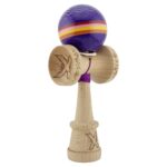 Kendama X Originala, Profesionala, Flippy, NIGHT SKY, Super Sticky cu Cupe Mari KING SIZE V3, Gaura in Baza, Rulment Metalic, din lemn 18 cm, Ata 62/65 cm, Mov
