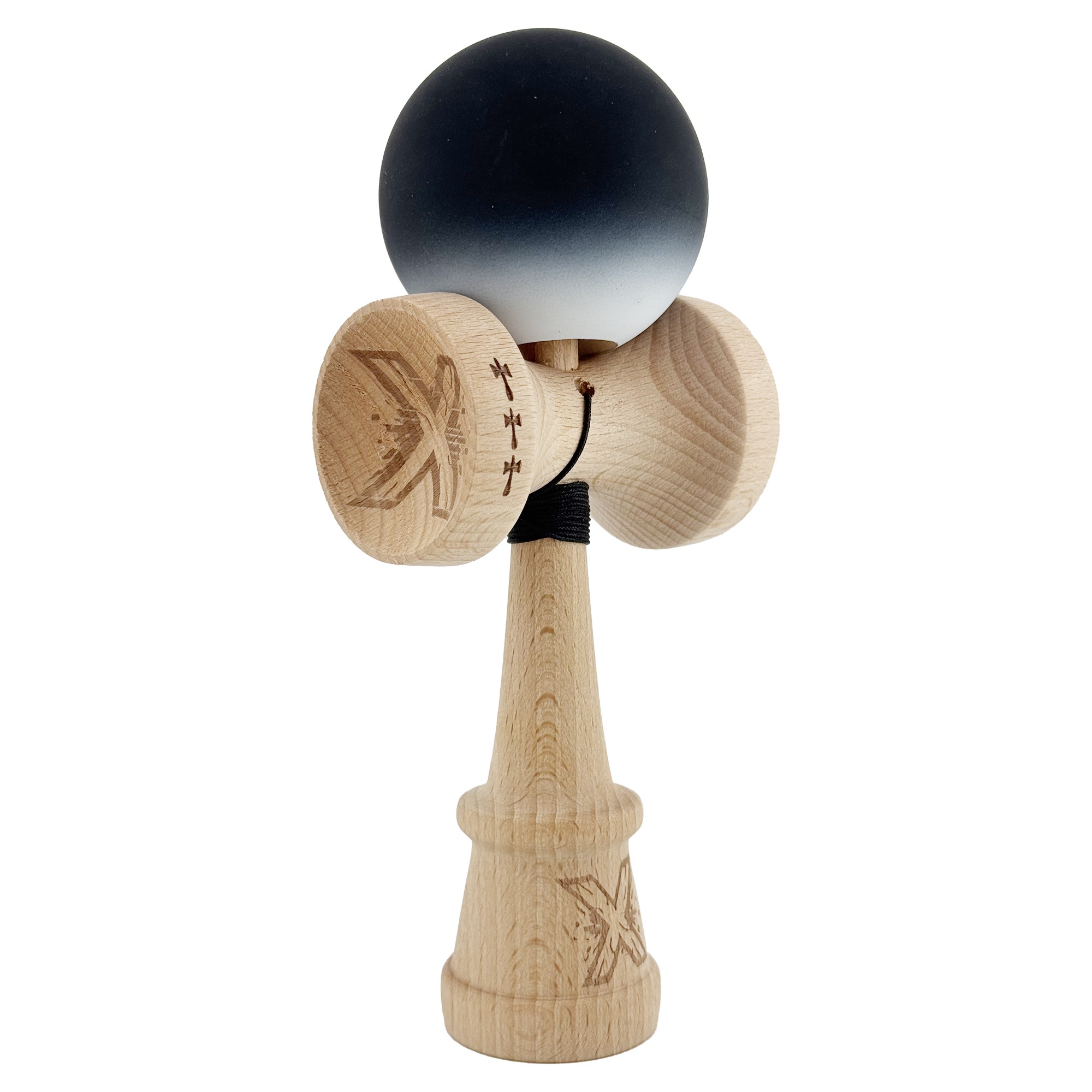 kendama-x-originala-profesionala-flippy-cupe-mari-king-size-v3-rubber-grip-gaura-in-baza-rulment-met-main-69412d626b2d0 Kendama X Originala, Profesionala, Flippy, Cupe Mari KING SIZE V3, Rubber Grip, Gaura in Baza, Rulment Metalic, din lemn 18 cm, Ata 62/65 cm, Gradient Negru/Alb - Image 1