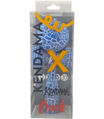 Kendama X Originala, Profesionala, Flippy, Kendama Cracked, din Lemn – 18 cm, Crack Albastru/Alb