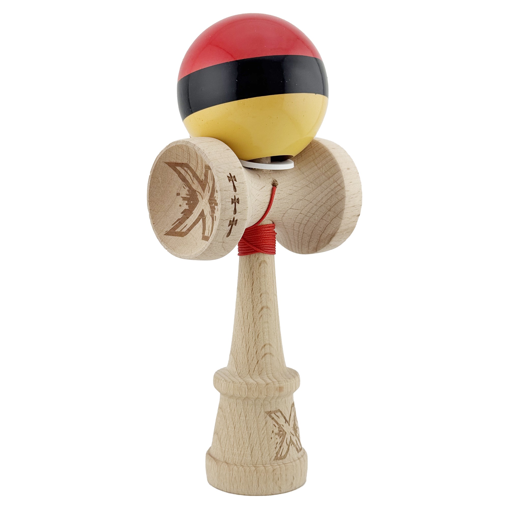 kendama-x-originala-profesionala-flippy-super-sticky-cu-cupe-mari-king-size-v3-gaura-in-baza-rulment-main-6953e5a8de76c Kendama X Originala, Profesionala, Flippy, Super Sticky cu Cupe Mari KING SIZE V3, Gaura in Baza, Rulment Metalic, din lemn 18 cm, Ata 62/65 cm, Rosu/Negru/Galben